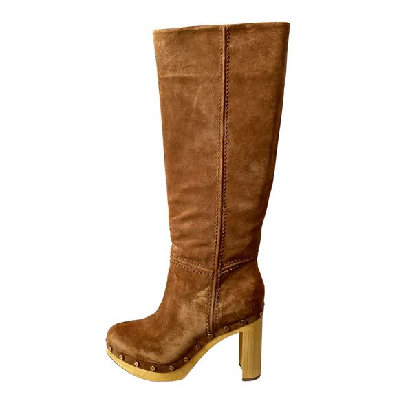 Veronica Beard Glendale Hazelwood Suede Clog Knee High Boots Size 7.5 NEW - Picture 4 of 16